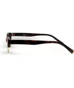 Womens Narrow Oval Half Rim Hipster DJ Sunglasses - Gold Tortoise Green - CP1950UUQWX $9.09 Oval