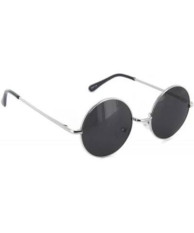 Women Men Round Glasses Metal Frame UV Protected Retro Vintage Fashion - Silver/Dark - CS12O3B3FD1 $5.32 Aviator