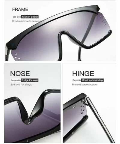 Fashion Large Frame Eyebrows One Piece Sunglasses Brand Designer Ultra light Square Shaded Sunglasses - C818UME35WC $9.20 Square