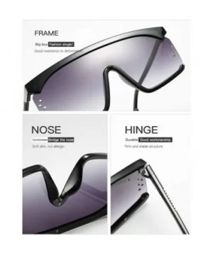 Fashion Large Frame Eyebrows One Piece Sunglasses Brand Designer Ultra light Square Shaded Sunglasses - C818UME35WC $9.20 Square