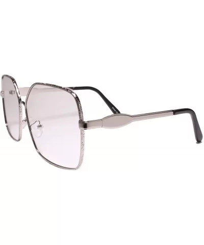 Oversized Exaggerated XXL Square Designer Chic Clear Lens Glasses - Silver - CO18Z0CZW4C $10.58 Oversized