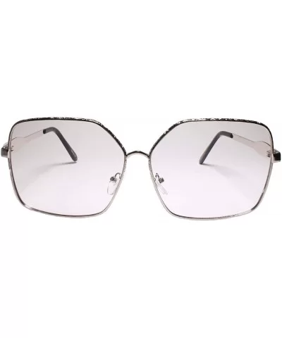 Oversized Exaggerated XXL Square Designer Chic Clear Lens Glasses - Silver - CO18Z0CZW4C $10.58 Oversized