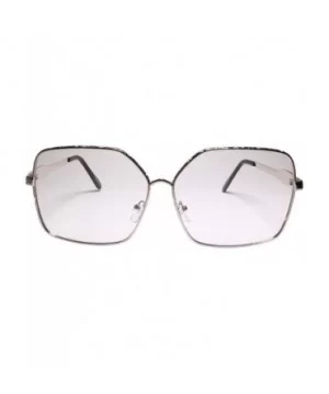 Oversized Exaggerated XXL Square Designer Chic Clear Lens Glasses - Silver - CO18Z0CZW4C $10.58 Oversized