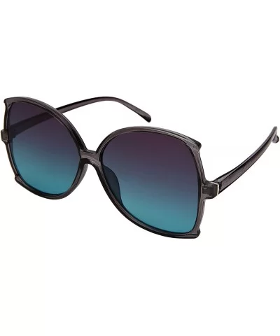 Modern Butterfly Women Sunglasses Oversized Flat Lens 34134 - Grey Frame/Grey-blue Lens - C218E673W5Q $6.56 Butterfly