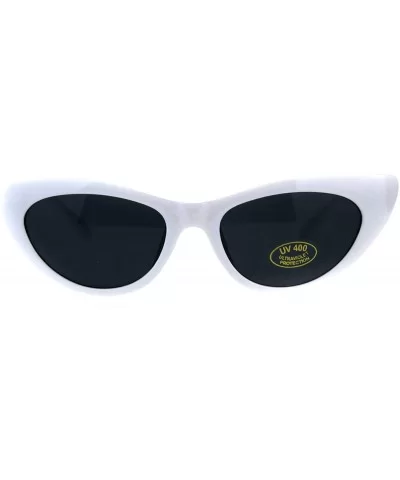 Womens Futuristic Retro Narrow Goth Cat Eye Plastic Sunglasses - White - CK18DSS77KM $5.45 Cat Eye