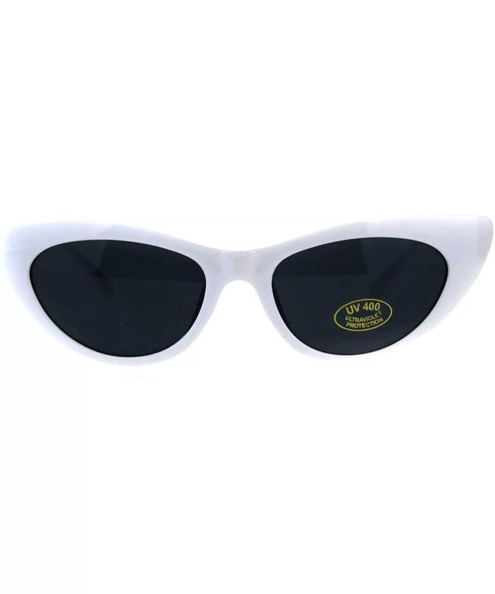 Womens Futuristic Retro Narrow Goth Cat Eye Plastic Sunglasses - White - CK18DSS77KM $5.45 Cat Eye