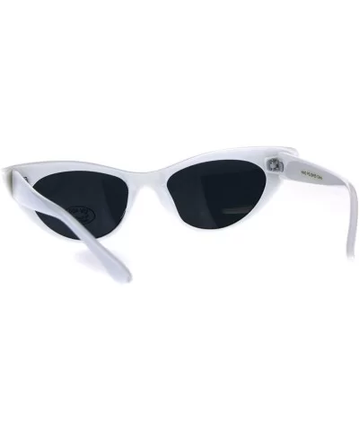 Womens Futuristic Retro Narrow Goth Cat Eye Plastic Sunglasses - White - CK18DSS77KM $5.45 Cat Eye