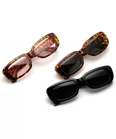 Men Fashion Leopard Glasses Vintage Square Small Frame Lady Party Sunglasses UV400 - Black - C318R6E0GX9 $7.83 Square