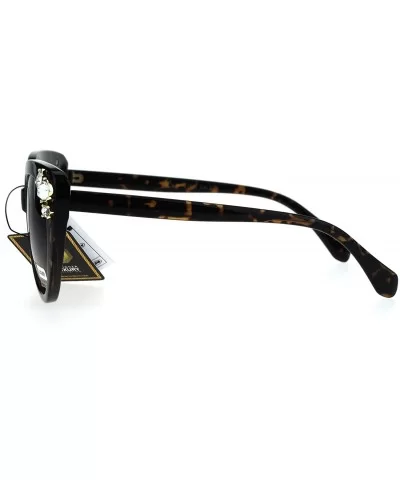 Large Rhinestone Bling Iced Womens Cat Eye Designer Sunglasses - Brown Tortoise - CS17XXNH6GY $8.15 Cat Eye