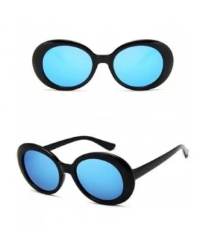 Plastic Bold Oval Frame Novelty Goggle Eye Round Sunglasses - Black+blue - CZ189OQO4HN $6.43 Oval