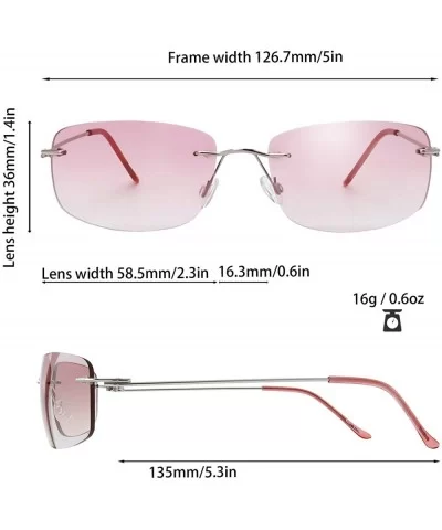 Minimalist Small Rectangular Sunglasses Clear Eyewear Spring Hinge - Gift Box Package - CP18AYSTERY $8.39 Semi-rimless