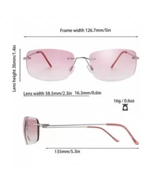 Minimalist Small Rectangular Sunglasses Clear Eyewear Spring Hinge - Gift Box Package - CP18AYSTERY $8.39 Semi-rimless