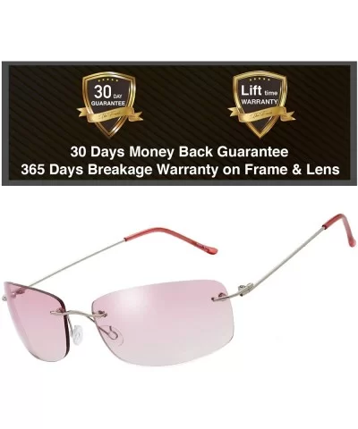 Minimalist Small Rectangular Sunglasses Clear Eyewear Spring Hinge - Gift Box Package - CP18AYSTERY $8.39 Semi-rimless