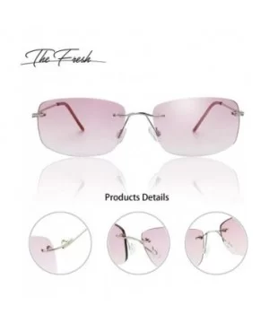 Minimalist Small Rectangular Sunglasses Clear Eyewear Spring Hinge - Gift Box Package - CP18AYSTERY $8.39 Semi-rimless