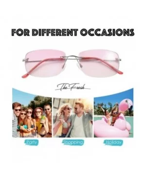 Minimalist Small Rectangular Sunglasses Clear Eyewear Spring Hinge - Gift Box Package - CP18AYSTERY $8.39 Semi-rimless