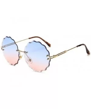 Sunglasses Rimless Glasses Trending Outdoor - Blue Pink - CW1965Q9SNC $13.59 Round