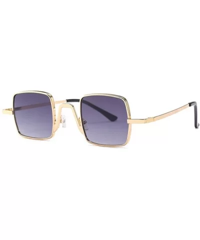 Small Square Sunglasses Men Retro Gold Metal Frame Cute Sun Glasses for Women - Gold With Black - CZ18DQIYNHA $9.08 Square