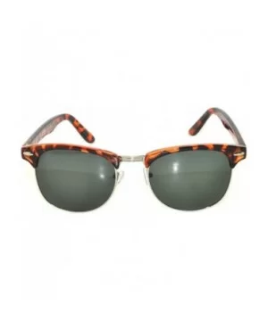 Retro Half Frame Horned Rim Sunglasses Colored Lens for Mens or Womens - 1 Leopard-silver Green - CO11QDOF38N $6.70 Wayfarer