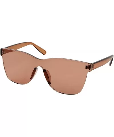 Tinted Colorful Lens Rimless Sunglasses - Transparent Square Horn Rimmed - Brown - CD18GGHYDO4 $7.30 Square