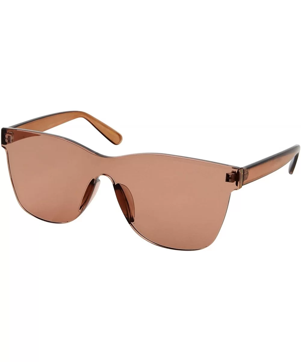 Tinted Colorful Lens Rimless Sunglasses - Transparent Square Horn Rimmed - Brown - CD18GGHYDO4 $7.30 Square