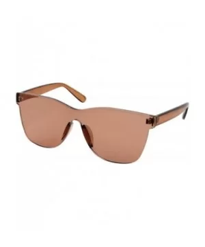 Tinted Colorful Lens Rimless Sunglasses - Transparent Square Horn Rimmed - Brown - CD18GGHYDO4 $7.30 Square