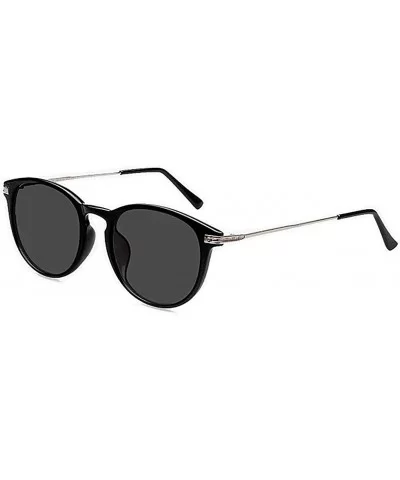 Polarized Vintage Round Sunglasses for Women/Men Classic Retro Designer Style - Black - CV18T2MECUU $14.74 Oval