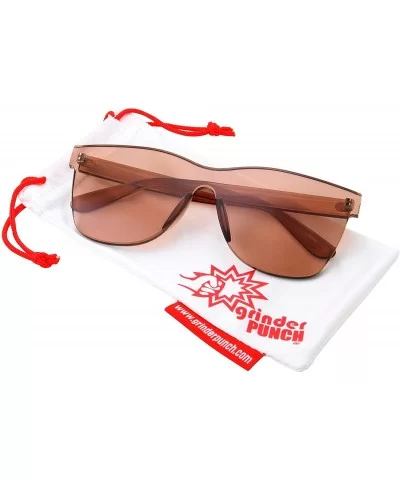 Tinted Colorful Lens Rimless Sunglasses - Transparent Square Horn Rimmed - Brown - CD18GGHYDO4 $7.30 Square