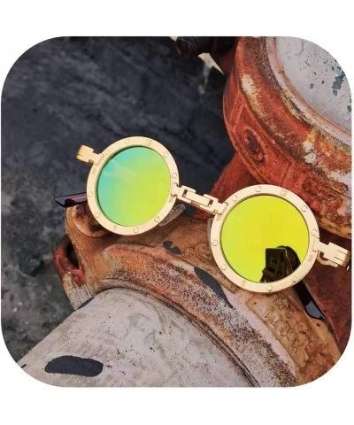 Classic Gothic Steampunk Sunglasses Round Metal Glasses Vintage UV400 Eyewear Shades - C6 Gold Mirror - CZ197Y7DU2I $32.49 Round