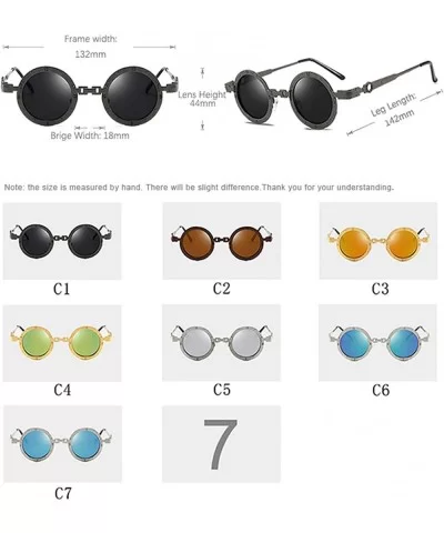 Classic Gothic Steampunk Sunglasses Round Metal Glasses Vintage UV400 Eyewear Shades - C6 Gold Mirror - CZ197Y7DU2I $32.49 Round