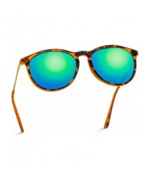 Round Retro Polarized Lens Classic Sunglasses for Women - Tortoise Frame / Mirror Green Lens - C118M5Z96S2 $24.24 Round