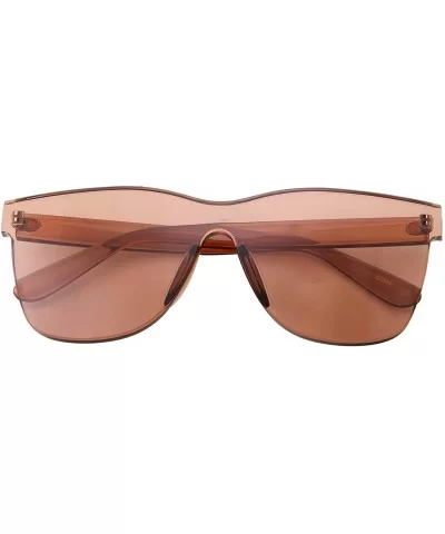 Tinted Colorful Lens Rimless Sunglasses - Transparent Square Horn Rimmed - Brown - CD18GGHYDO4 $7.30 Square