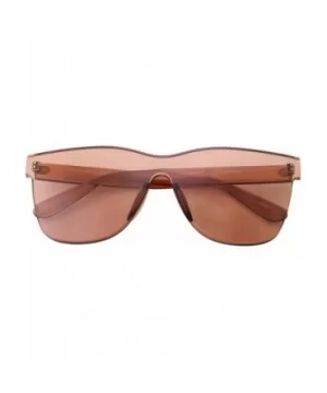 Tinted Colorful Lens Rimless Sunglasses - Transparent Square Horn Rimmed - Brown - CD18GGHYDO4 $7.30 Square