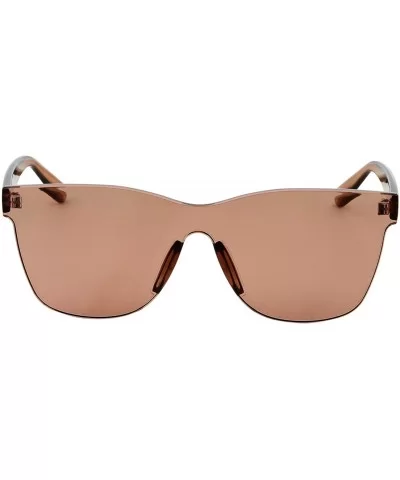 Tinted Colorful Lens Rimless Sunglasses - Transparent Square Horn Rimmed - Brown - CD18GGHYDO4 $7.30 Square