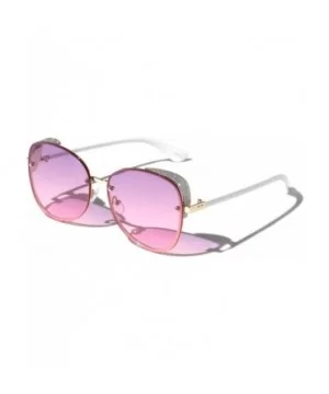 Butterfly Brow Side Glitter Shield Lens Sunglasses - Pink - CF1973I9HZH $9.64 Rimless