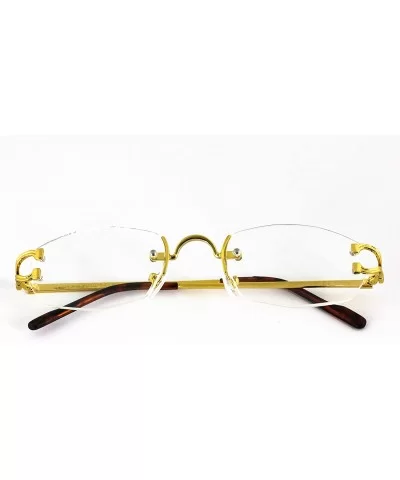 Men Women Classy Elegant Sophisticated Style Clear Lens EYE GLASSES Gold Rimless Frame - Gold - C518O6M8OH3 $11.00 Rimless