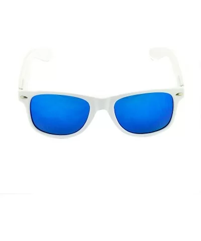 Designer Fashion Sunglasses For Men Women - UV400 Retro Sun Glasses - White Frame - Blue/Green Color Mirror - C018SSAG4CD $6....