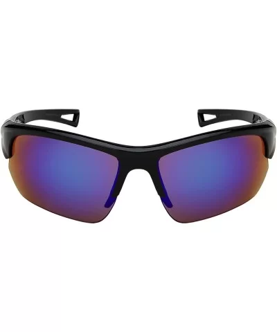 Unisex Sport Wrap Semi-Rimles Sunglasses Color Mirrored Anti Reflective Lens with Storage Pouch - CP18ZYDEROA $5.34 Semi-rimless