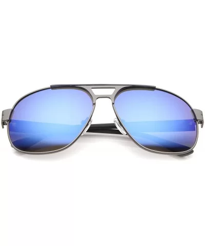 Modern Flat Top Crossbar Mirror Lens Metal Square Aviator Sunglasses 59mm - Gunmetal-matte Black / Blue Mirror - CV12JP6FN6R ...