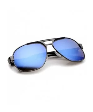 Modern Flat Top Crossbar Mirror Lens Metal Square Aviator Sunglasses 59mm - Gunmetal-matte Black / Blue Mirror - CV12JP6FN6R ...