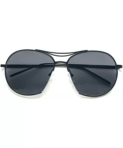 Retro Flat Lens Aviator Sunglasses P4106 - Black - CE182OEA2T8 $6.91 Aviator