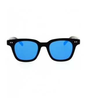 Small Snug Flat Color Mirror Retro Horned Rim Sunglasses - Shiny Black Blue - C712O4A1PY6 $10.26 Wayfarer