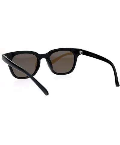 Small Snug Flat Color Mirror Retro Horned Rim Sunglasses - Shiny Black Blue - C712O4A1PY6 $10.26 Wayfarer