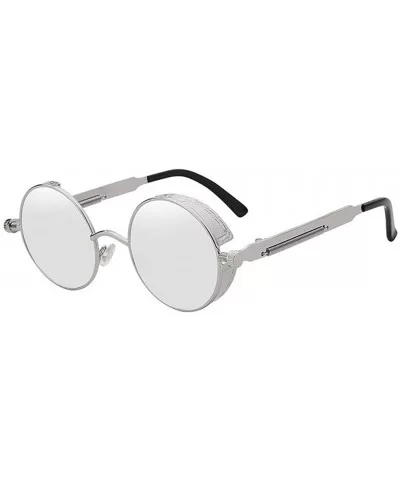 Steampunk Fashion Sunglasses NYC - Mirrored Silver & Silver Frame - C5129XCXPXV $19.50 Round