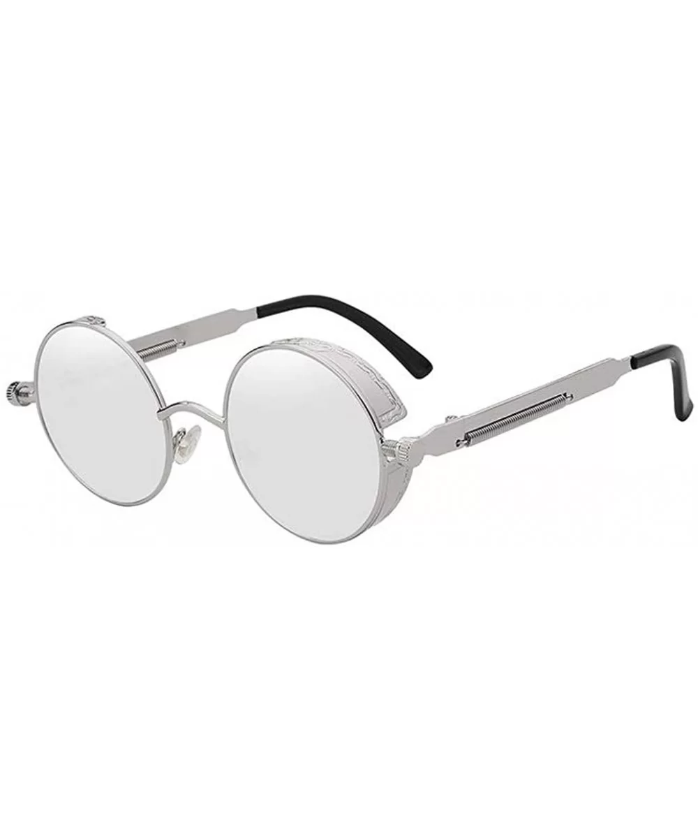 Steampunk Fashion Sunglasses NYC - Mirrored Silver & Silver Frame - C5129XCXPXV $19.50 Round