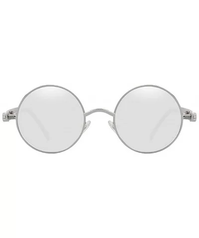 Steampunk Fashion Sunglasses NYC - Mirrored Silver & Silver Frame - C5129XCXPXV $19.50 Round