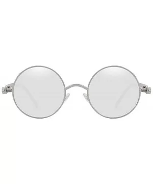 Steampunk Fashion Sunglasses NYC - Mirrored Silver & Silver Frame - C5129XCXPXV $19.50 Round