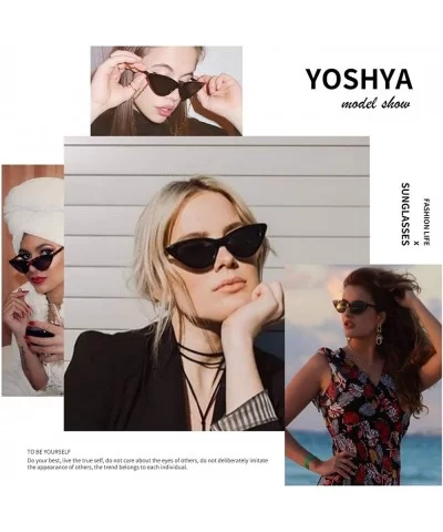 Retro Vintage Narrow Cat Eye Sunglasses for Women Clout Goggles Plastic Frame - CS18SU6YWWE $7.78 Oval