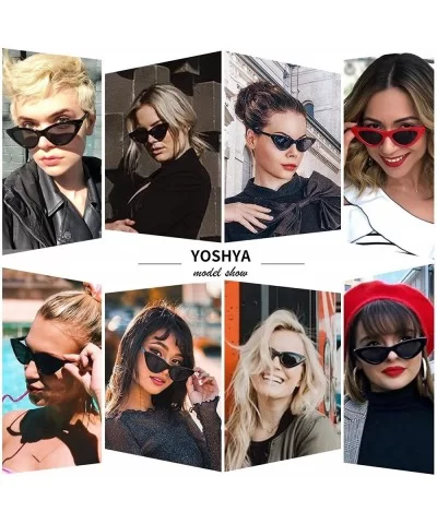 Retro Vintage Narrow Cat Eye Sunglasses for Women Clout Goggles Plastic Frame - CS18SU6YWWE $7.78 Oval