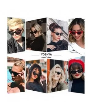 Retro Vintage Narrow Cat Eye Sunglasses for Women Clout Goggles Plastic Frame - CS18SU6YWWE $7.78 Oval