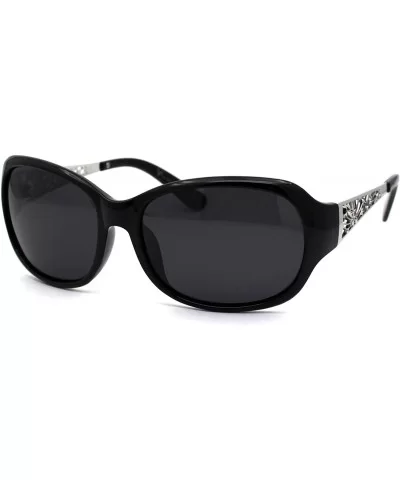 Polarized Antiglare Floral Diecut Arm Luxury Butterfly Sunglasses - Black Silver Black - CU196WLNHS6 $7.57 Oval